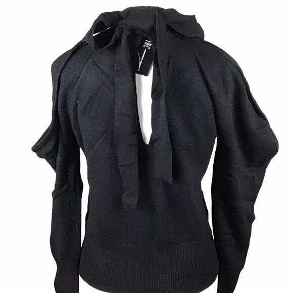 INC International Concepts Womens Black Cold Shoulder Bow Back Sweater Small NWT - Picture 11 of 15